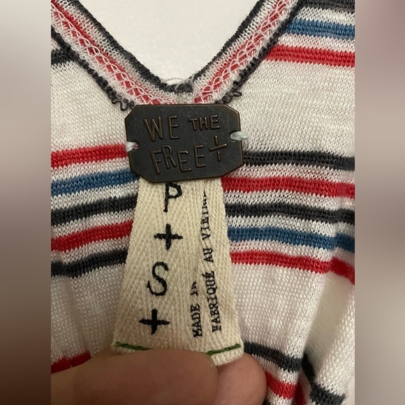We the Free (Free People) Best Night Striped Linen Tank Top Size Small - Picture 6 of 9